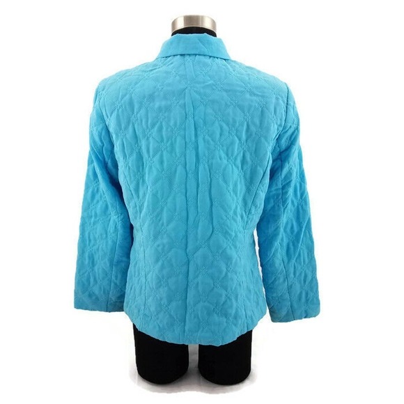 Requirements Sky Blue Quilted Lightweight Snap Up Outdoor Coat/Jacket Womens M - Picture 2 of 7